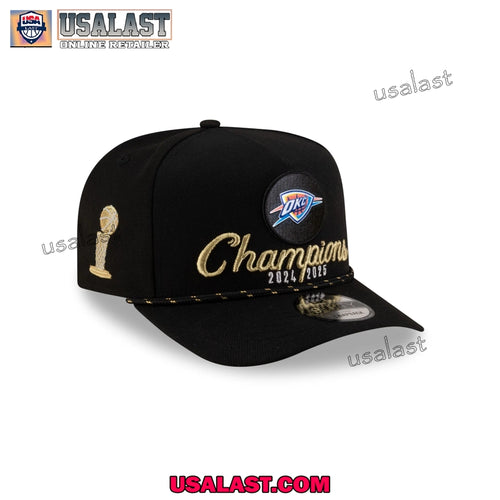2025 NBA Champions Oklahoma City Thunder Black Snapback Hat