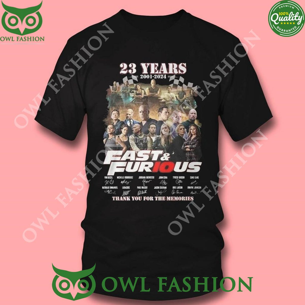 23 Years 2001-2024 Fast Furious Memories Hoodie Shirt
