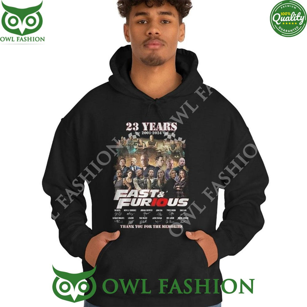 23 Years 2001-2024 Fast Furious Memories Hoodie Shirt