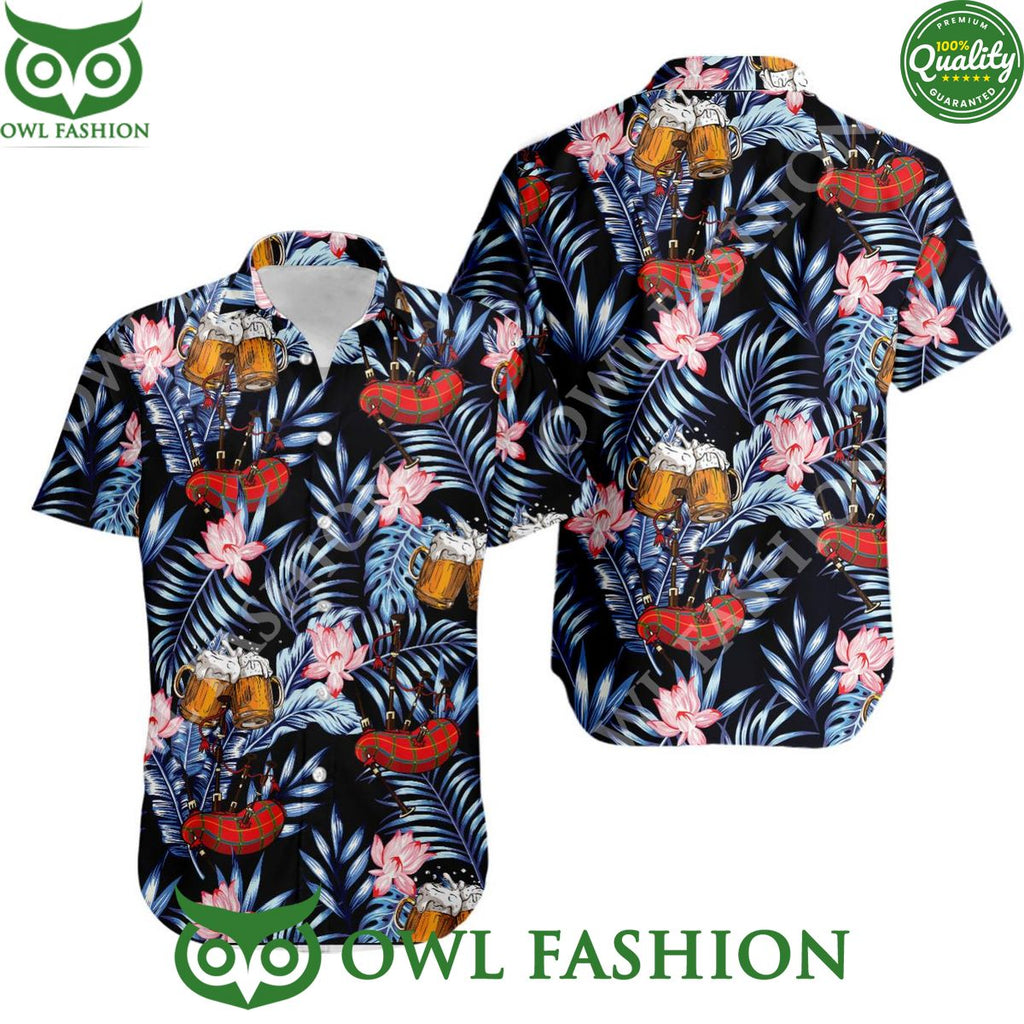 Bagpipes Beer Summer Cool Leaf Hawaiian Shirt