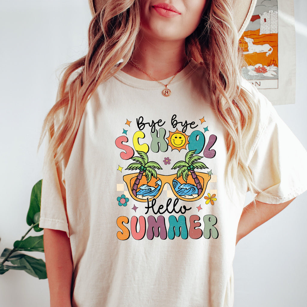 Comfort Colors Bye Bye School Hello Summer End School Teacher Teacher Last Day School Tee (4)
