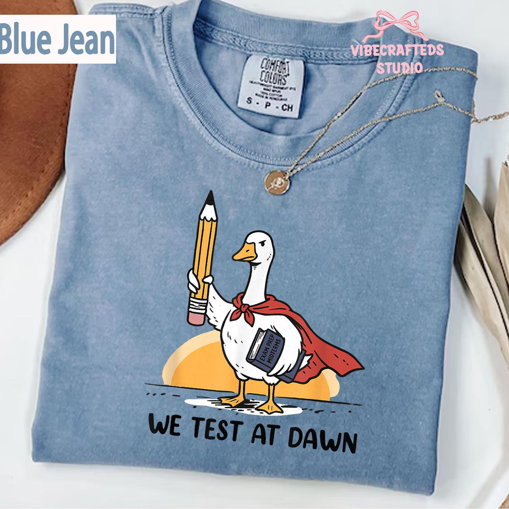 Test Dawn Teacher Goose Comfort Colors Test Day Teacher Teacher Humor Exam Day Goodbye School Tee (4)
