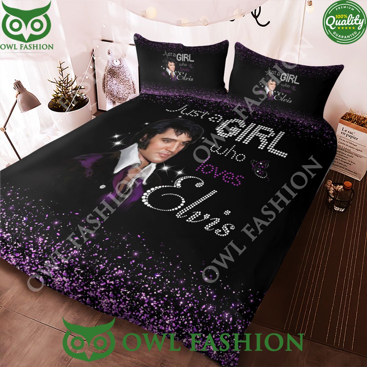 Elvis Presley Just A Girl Who Loves Night Stars Bedding set