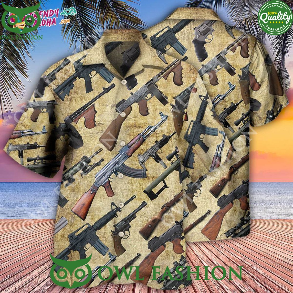 3D Gun It’S All About Guns Hawaiian Shirt