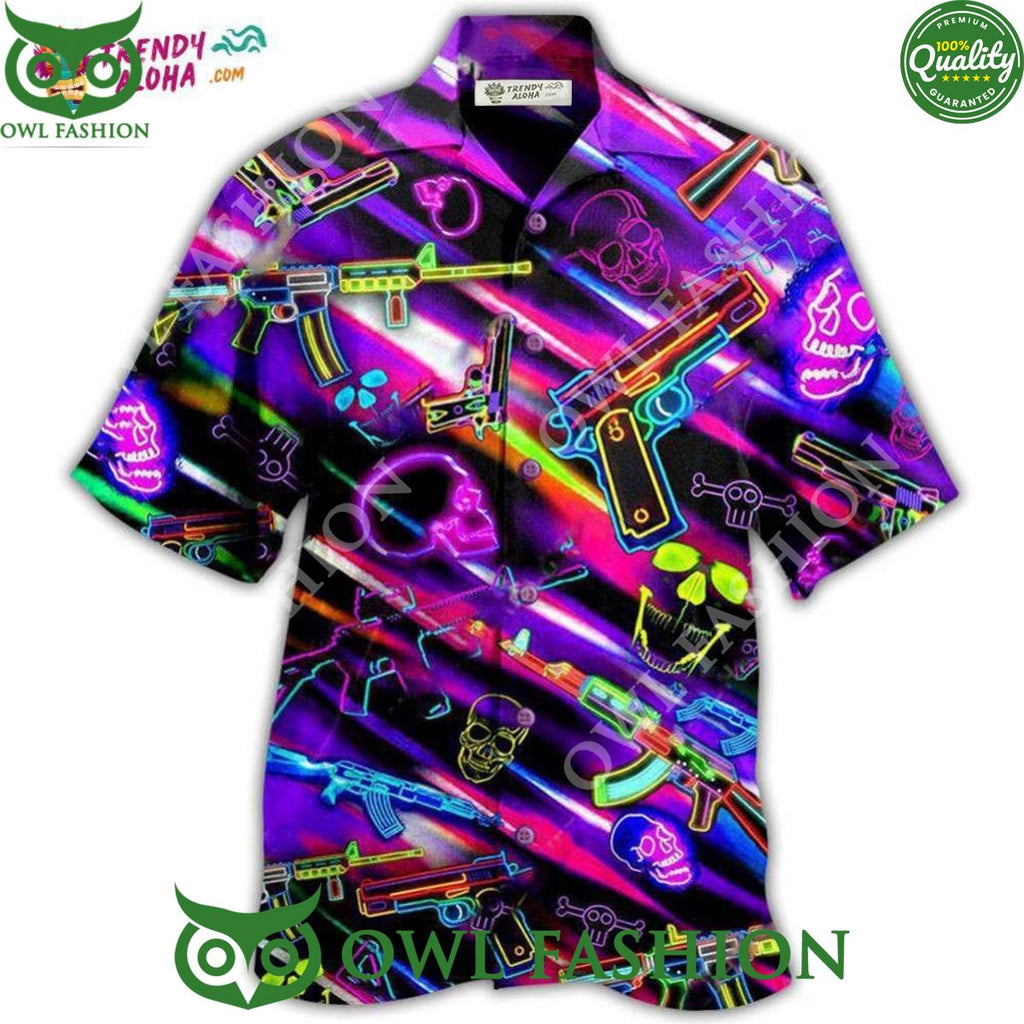 3D Gun Real Men Don’T Retreat They Reloads Neon Style Hawaiian Shirt