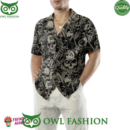 3D Guns And Skulls Pattern Hawaiian Shirt