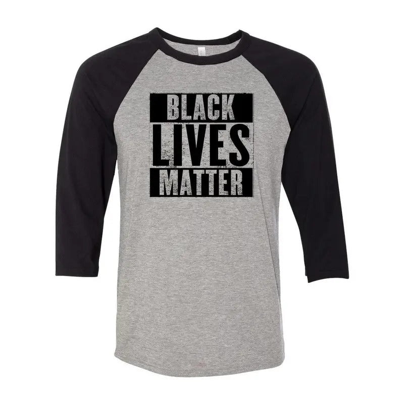 Black Lives Matter 3/4 Sleeve Raglan Baseball T-Shirt Casual Crewneck Hoodie, Sweatshirt | RetroVerseTees.com