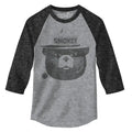 Smokey Bear 3/4 Sleeve Raglan T-Shirt - Gray and Black Hoodie, Sweatshirt | RetroVerseTees.com