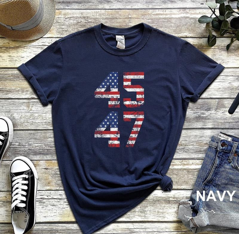 45/47 Shirt, Trump 2024 Gift Shirt, Trump Supporter Shirt Hoodie, Sweatshirt | RetroVerseTees.com