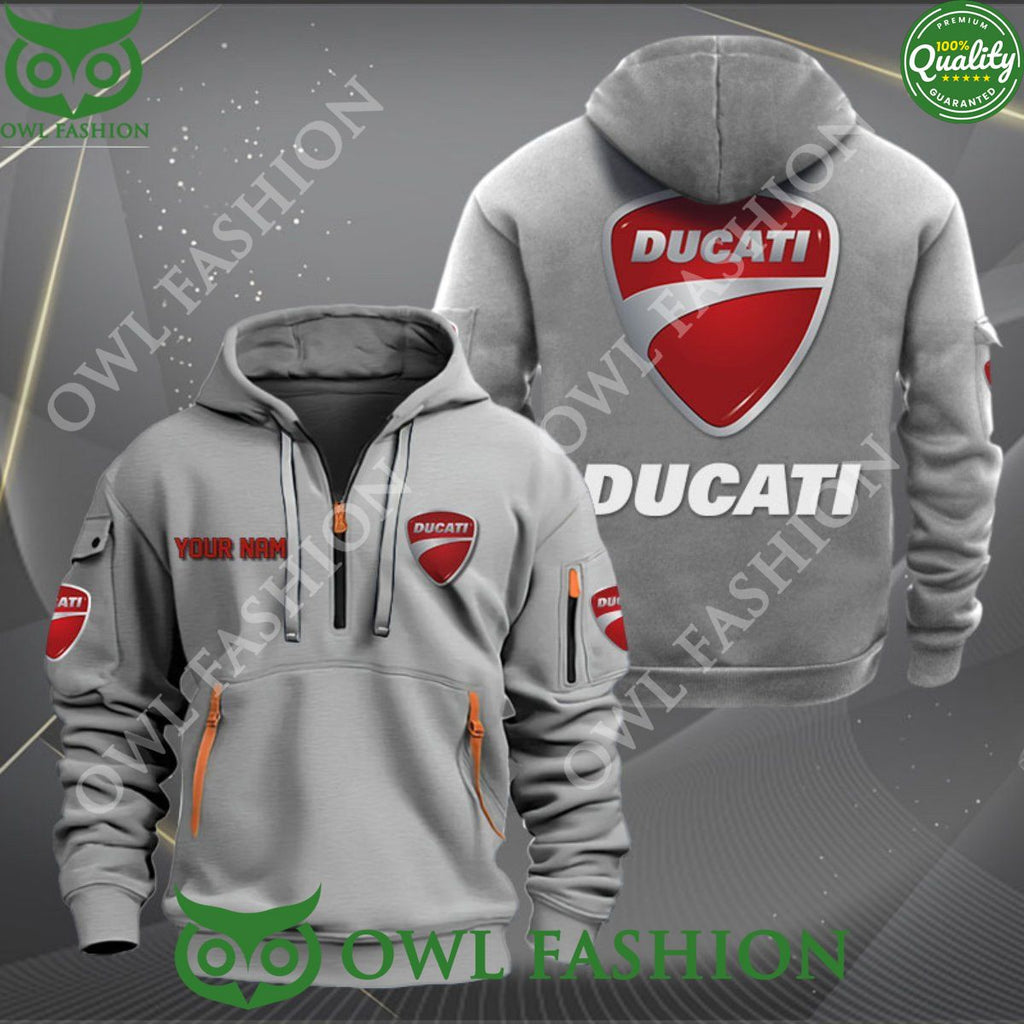 Ducatti Automotive manufacturer Motorcycle Custom Name Color 2D quarter zip hoodie