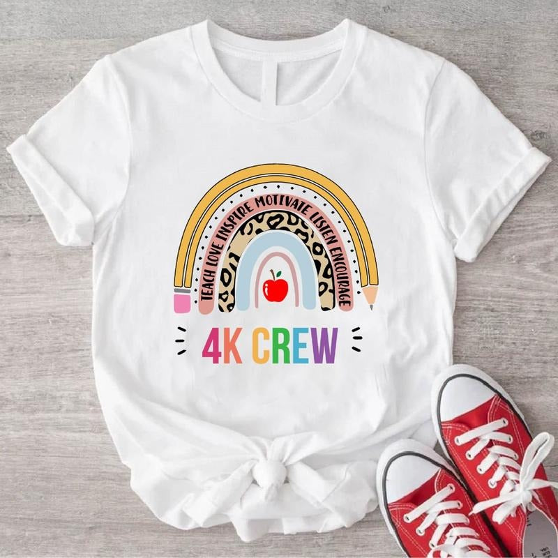 4K Teacher T-Shirt, 4K Crew Shirt, Kindergarten Teacher Gift Tee, Back To School Shirt, Matching Teacher Squad Tee,...