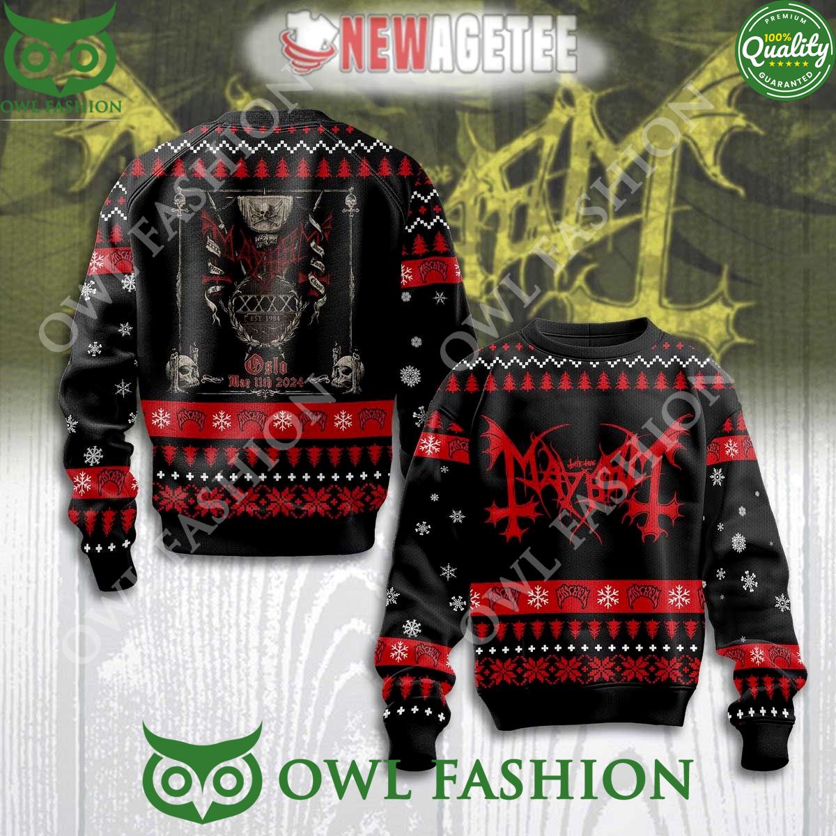 Mayhem Death Black Evil Olso May 11th 2024 Ugly Christmas Sweater
