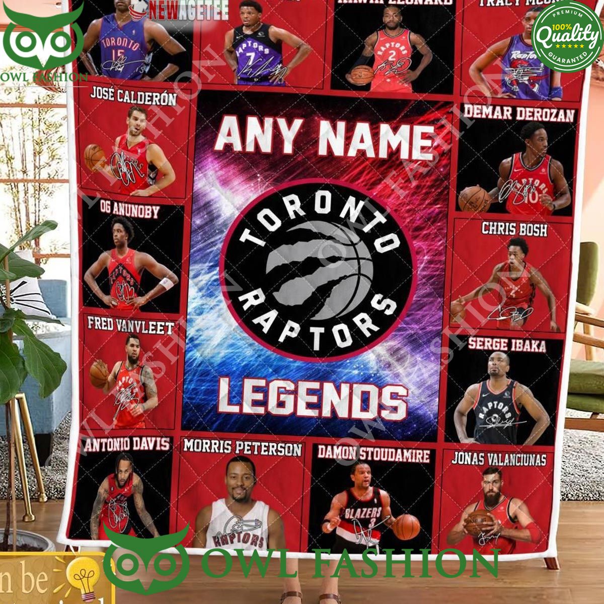 Toronto Raptors Legends Team Personalized Quilt Fleece Blanket