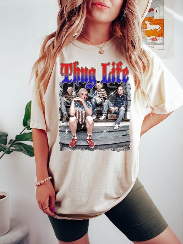 4th Of July Graphic Tee, Thug Life American Patriotic Tshirt, Fourth Of July Gift, Retro Usa Shirt, George Washington...