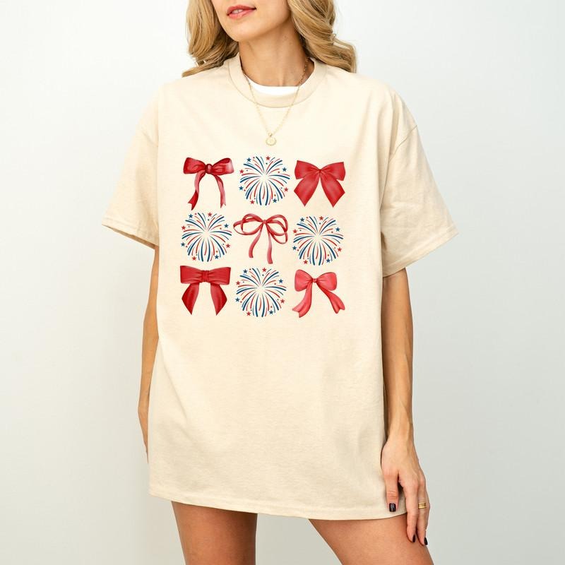 4th of July Coquette Bow Shirt, Cute Independence Day Tee, American Girly Gift, Fourth of July Shirt, Women's 4th of...