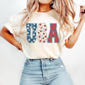 4th of July Shirt - USA Floral Flowers Shirt - Independence day Women Tee & Sweatshirt Hoodie | RetroVerseTees.com