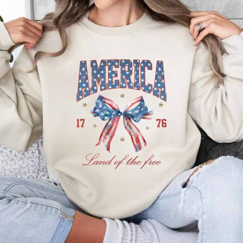 4th of July Shirt, America Land of Free Shirt, USA Shirt, Red White and Blue, America Tee, Women's 4th of July, Fourth of...