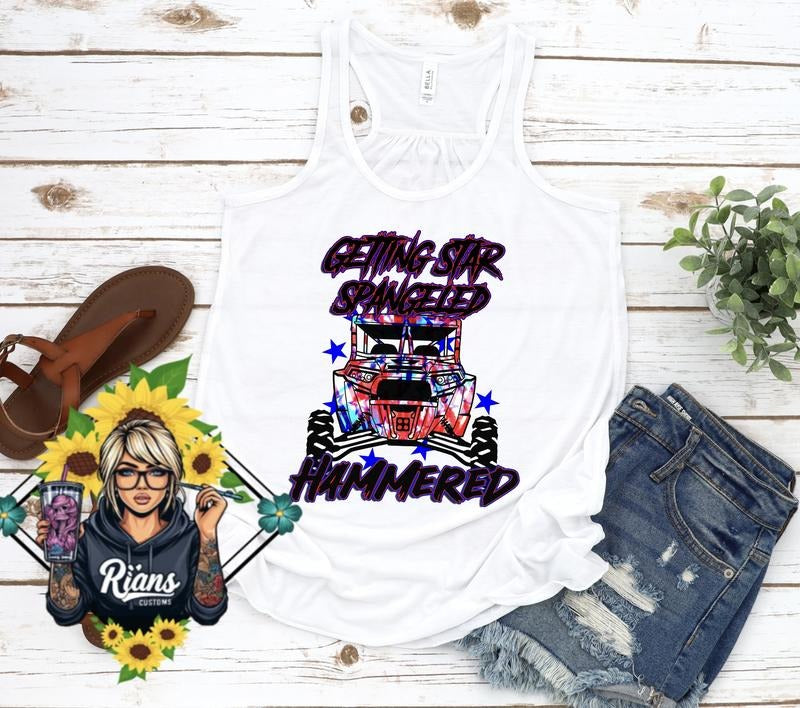 4th of July Star Spangeled Hammered side by side razorback womens Tank top T-Shirts, Hoodie, Sweatshirt | RetroVerseTees.com