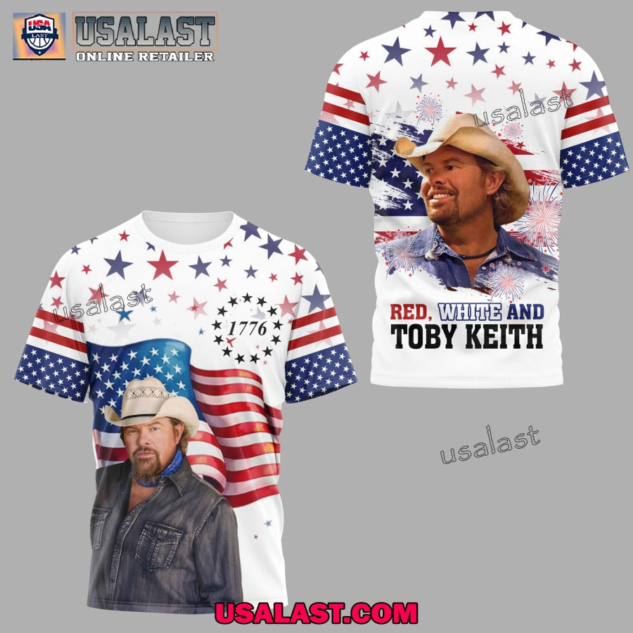 4th of July Red White And Toby Keith 3D Shirt