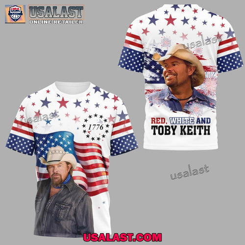 4th of July Red White And Toby Keith 3D Shirt