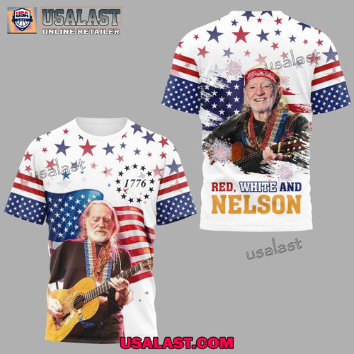 4th of July Red White And Willie Nelson 3D Shirt