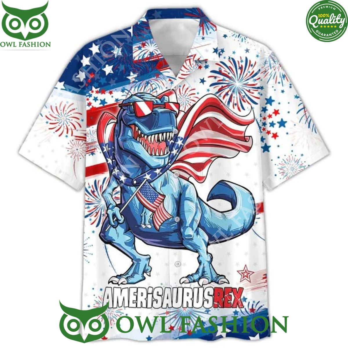 4Th Of July Saurus USA Amerisaurusrex Hawaiian Shirt Aloha