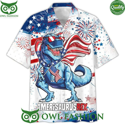 4Th Of July Saurus USA Amerisaurusrex Hawaiian Shirt Aloha