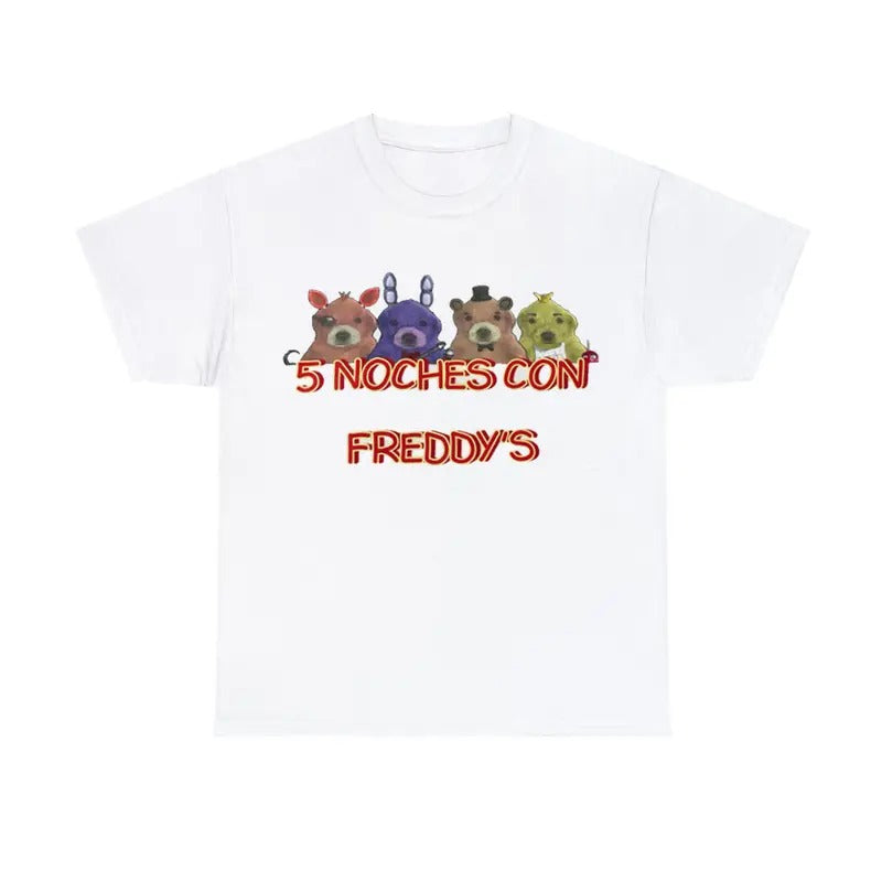 5 Noches Con Freddy's Tee, Unisex T shirt, Meme T shirt Cotton Hoodie, Sweatshirt | RetroVerseTees.com