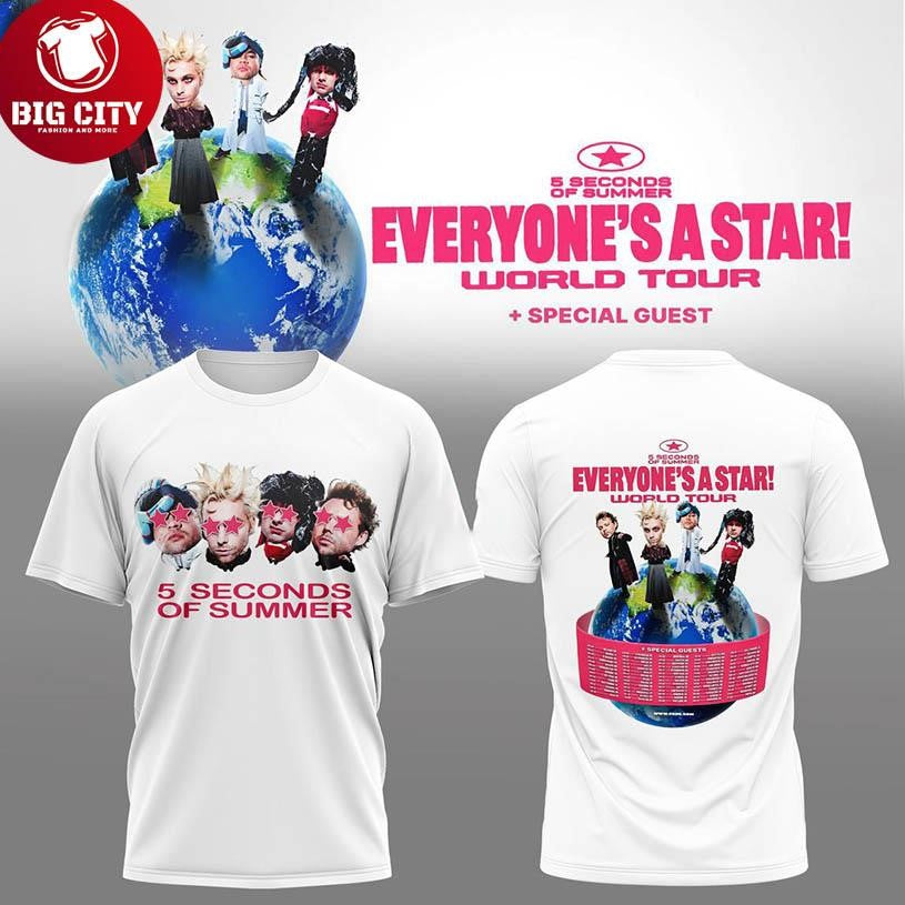 5 Seconds Of Summer Everyone’s A Star Tour 2025 Two Sided Shirt