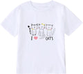 Girl's Cute Cat Graphic T-Shirts Funny Animal Lover Tee