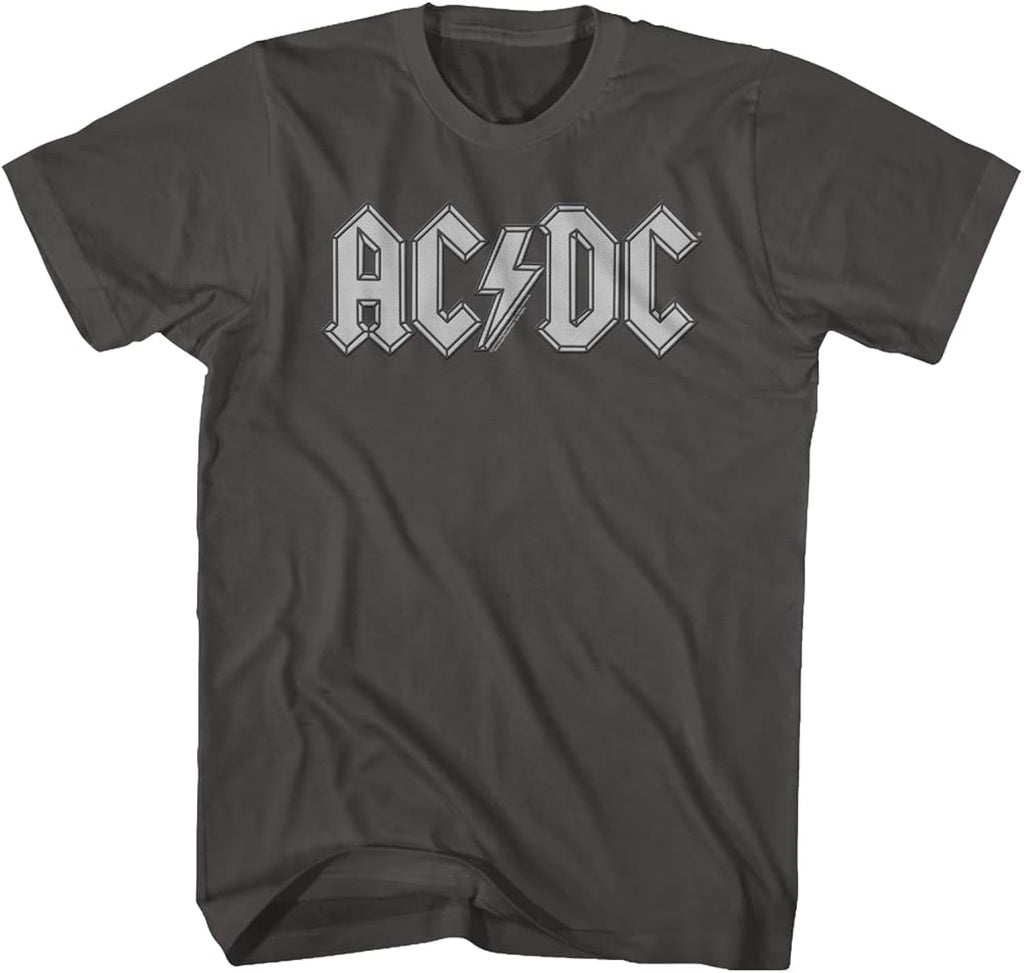 AC/DC Vintage Rock Band Music Group Grey Logo Adult T-Shirt Tee
