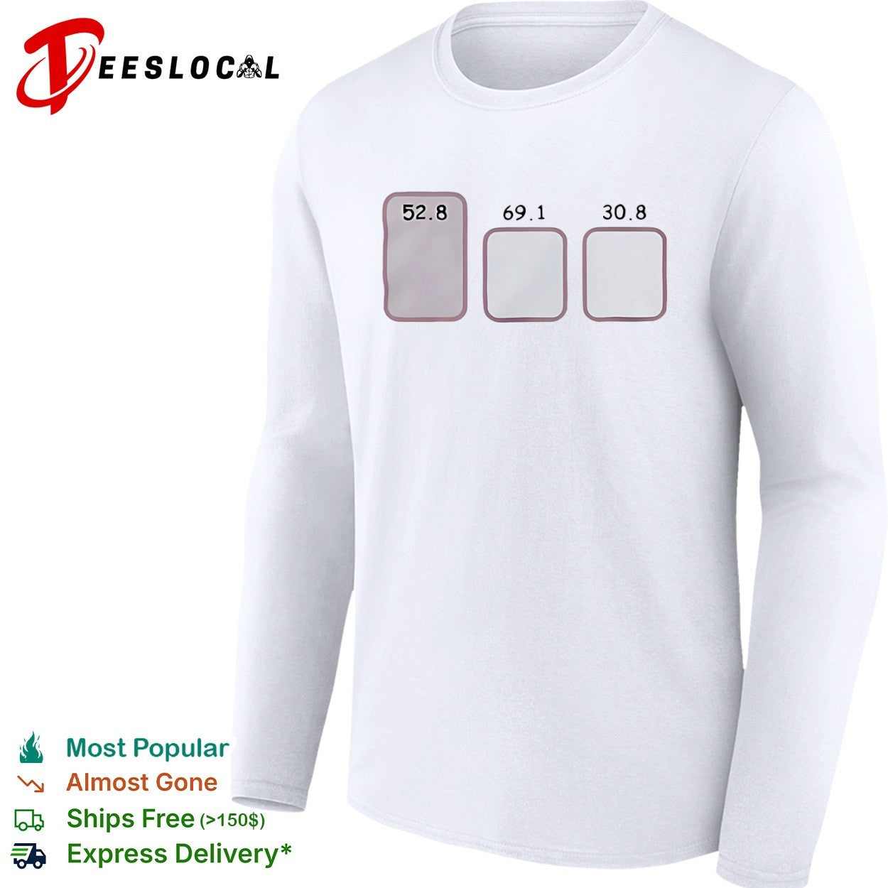 528 691 and 308 Numerical Data Set shirt