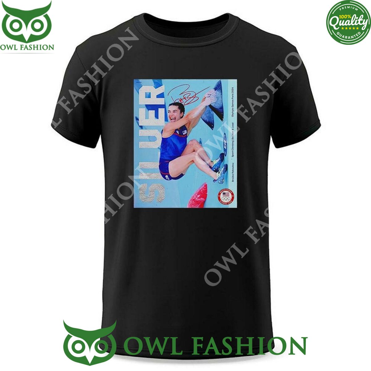 Silver Medal Brooke Raboutou Boulder And Lead Team Usa Olympic Paris 2024 Signature t Shirt