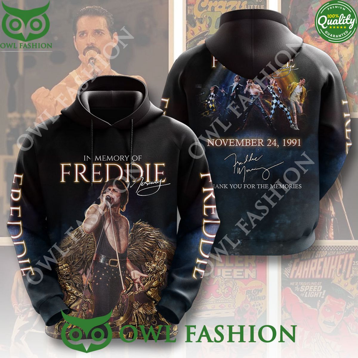 IN memory of Freddie Mercury November 24 1991 3D t shirt