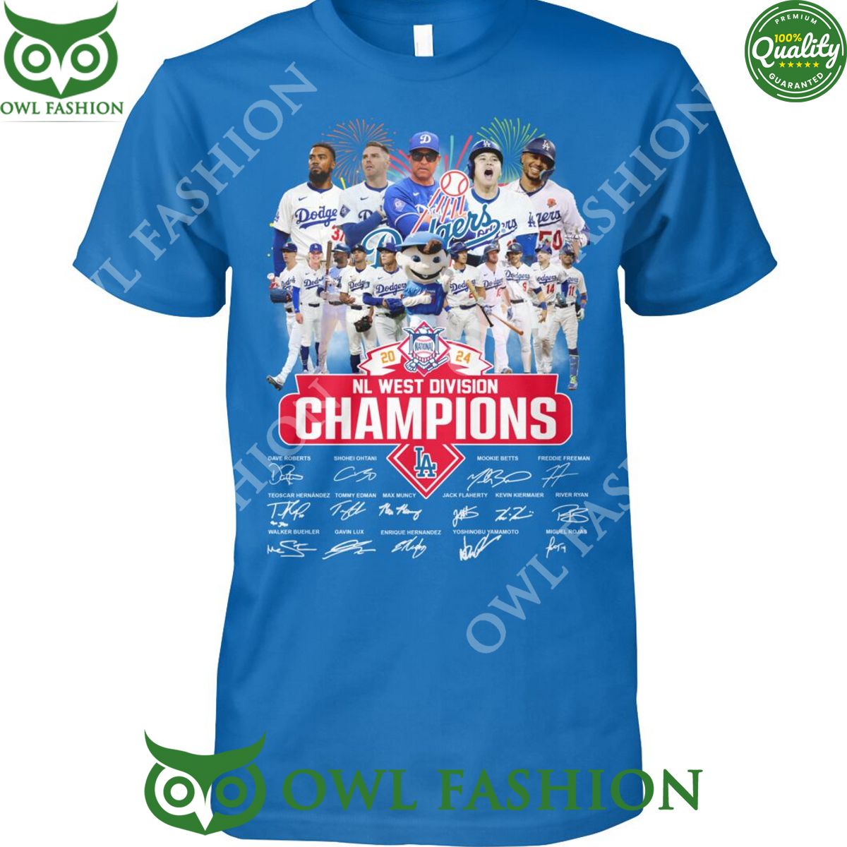 NL West Division Los Angeles Dodgers Champions Signatures team t shirt