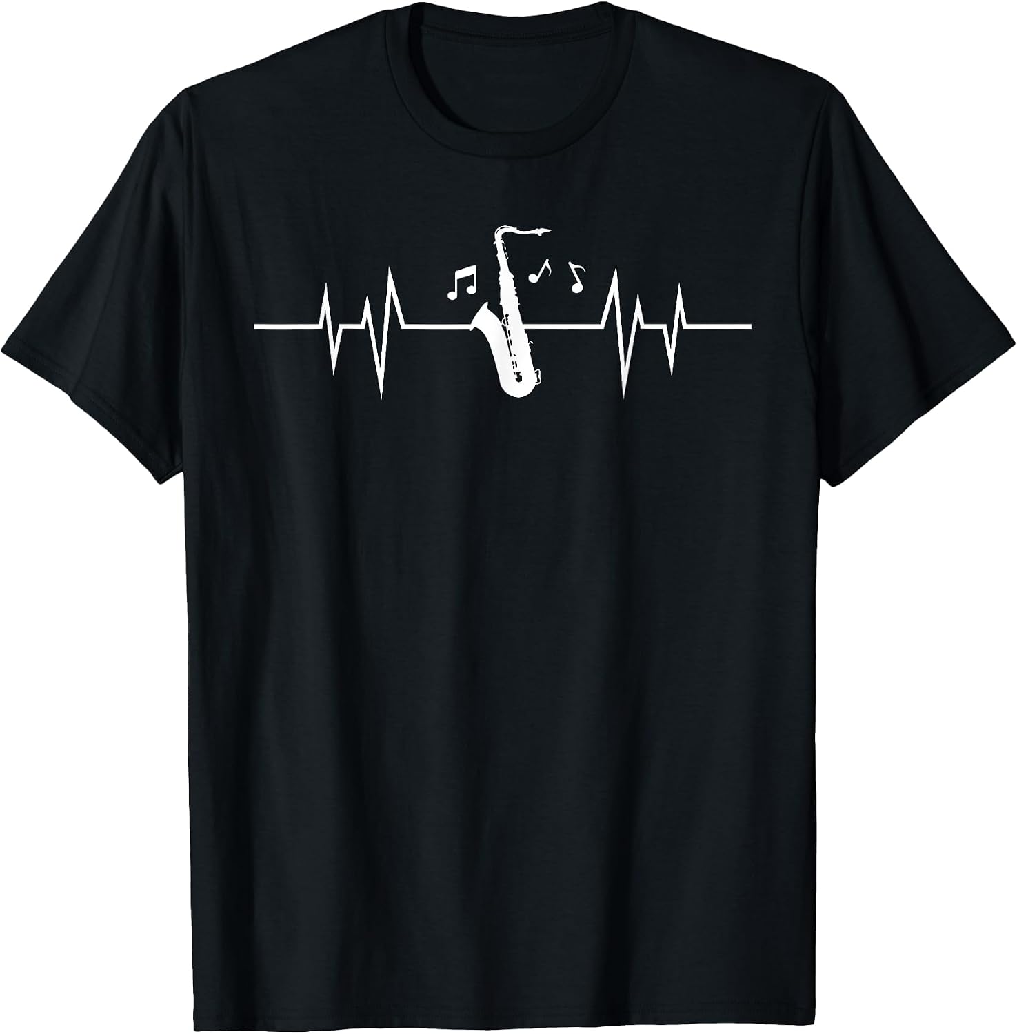 Cool Saxophone For Men Women Jazz Blues Music Band Heartbeat T-Shirt