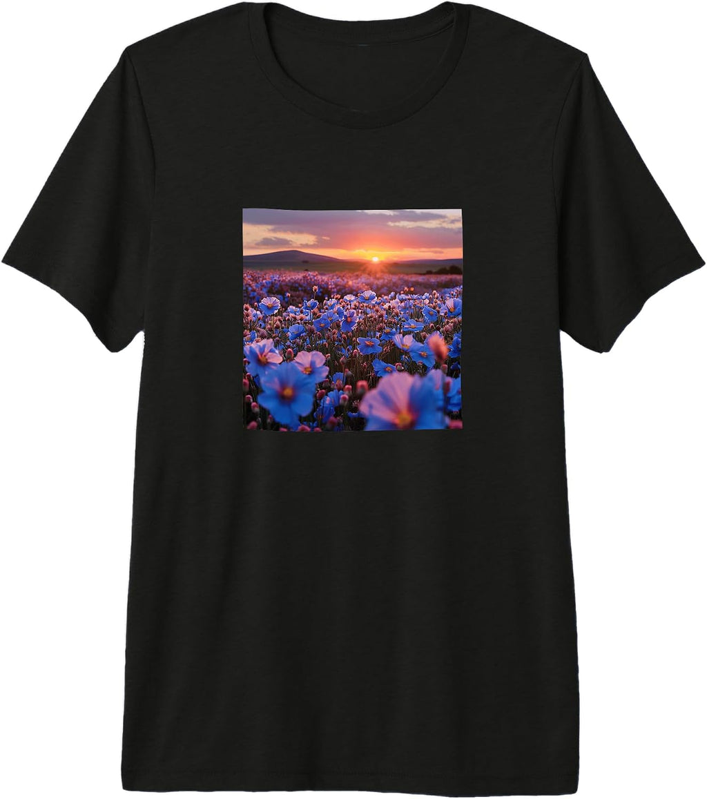 Flax Flower Field Beautiful Sunset Merch