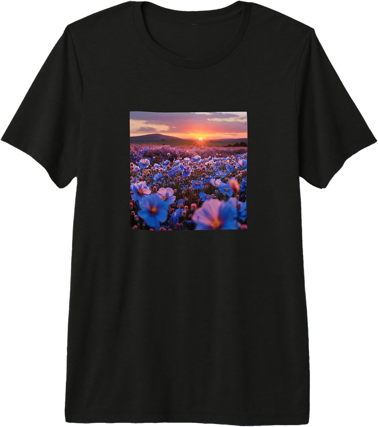 Flax Flower Field Beautiful Sunset Merch