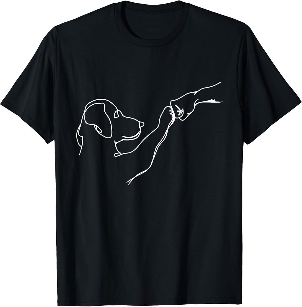 Dog and People Punch Hand Dog Man Friendship Bump Dog's Paw T-Shirt