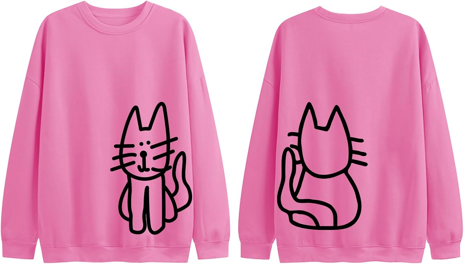 Cat Sweatshirts for Women Graphic Oversized Sweatshirt Funny Long Sleeve Shirt Cute Pullover Fleece Hoodie Tops