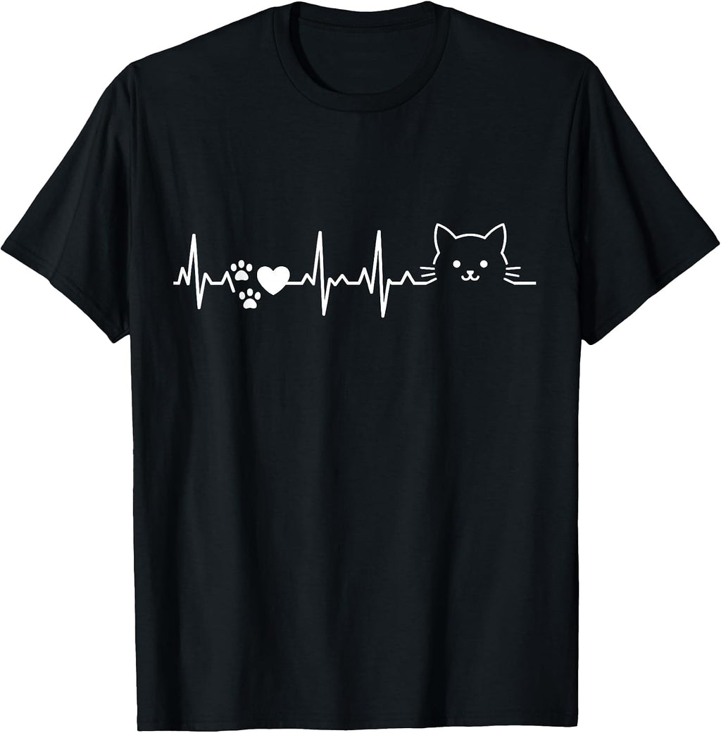 Cat Lover Heartbeat EKG Pulse Cat Owner T-Shirt