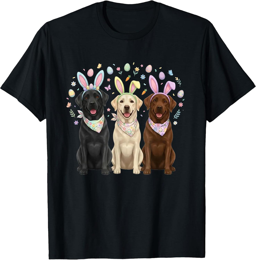 Three Labrador Retriever Easter Bunny Dog Lover T-Shirt