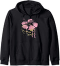Skull With Flower Hoodie Skull Pink Flower Graphic Zip