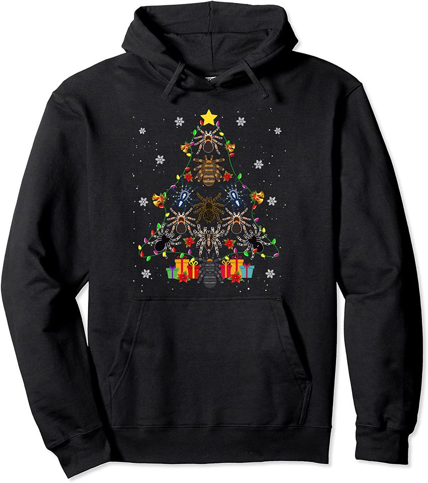 Cute Tarantula Christmas Tree Funny Tarantula Lover Xmas Tee Pullover Hoodie