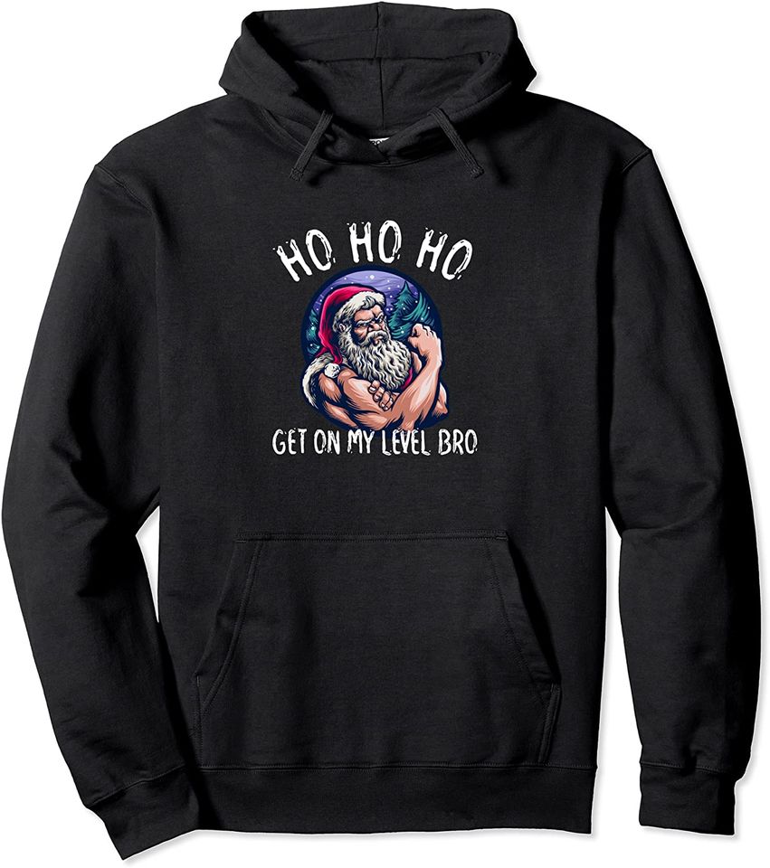 Funny Ho Ho Fit Weight Lifting Santa Claus Gym Clothes Men Pullover Hoodie
