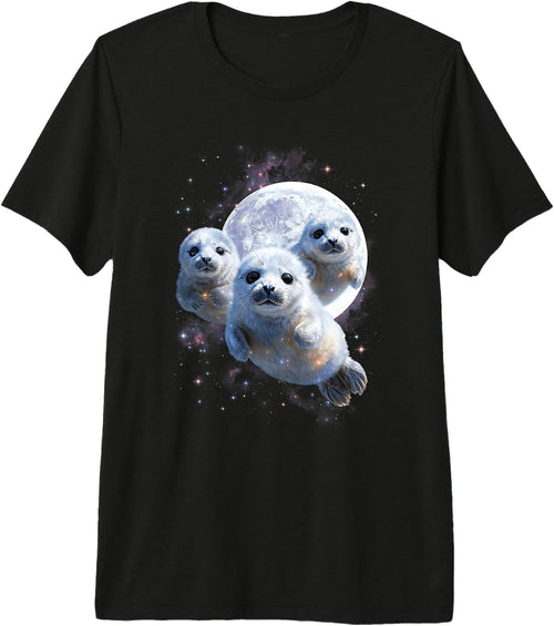 3 Baby Seal Full Moon Galaxy Stars Space Wolf