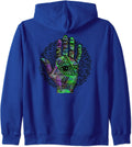 Trippy Color Hoodie Psychedelic Hamsa Hand Trippy Colorful Third Eye Green Swirl