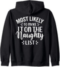 Most Likely To Christmas Humor PJs Family Matching Zip Hoodie