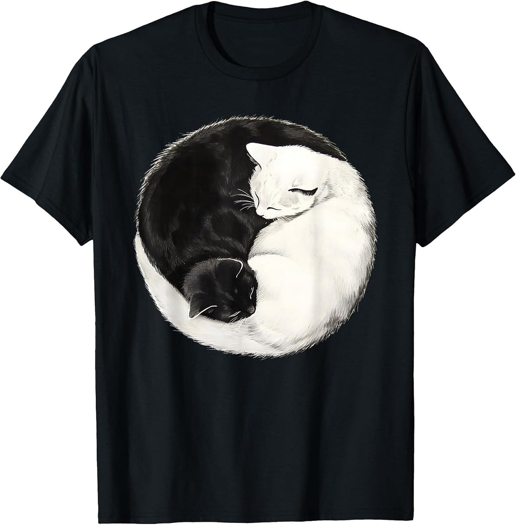 Yin Yang Cat Lover Cat Mom Men Women Kids Funny Cat T-Shirt