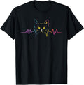 Heartbeat Cat Lover Cute Owner Animal Silhouette Art ECG T-Shirt
